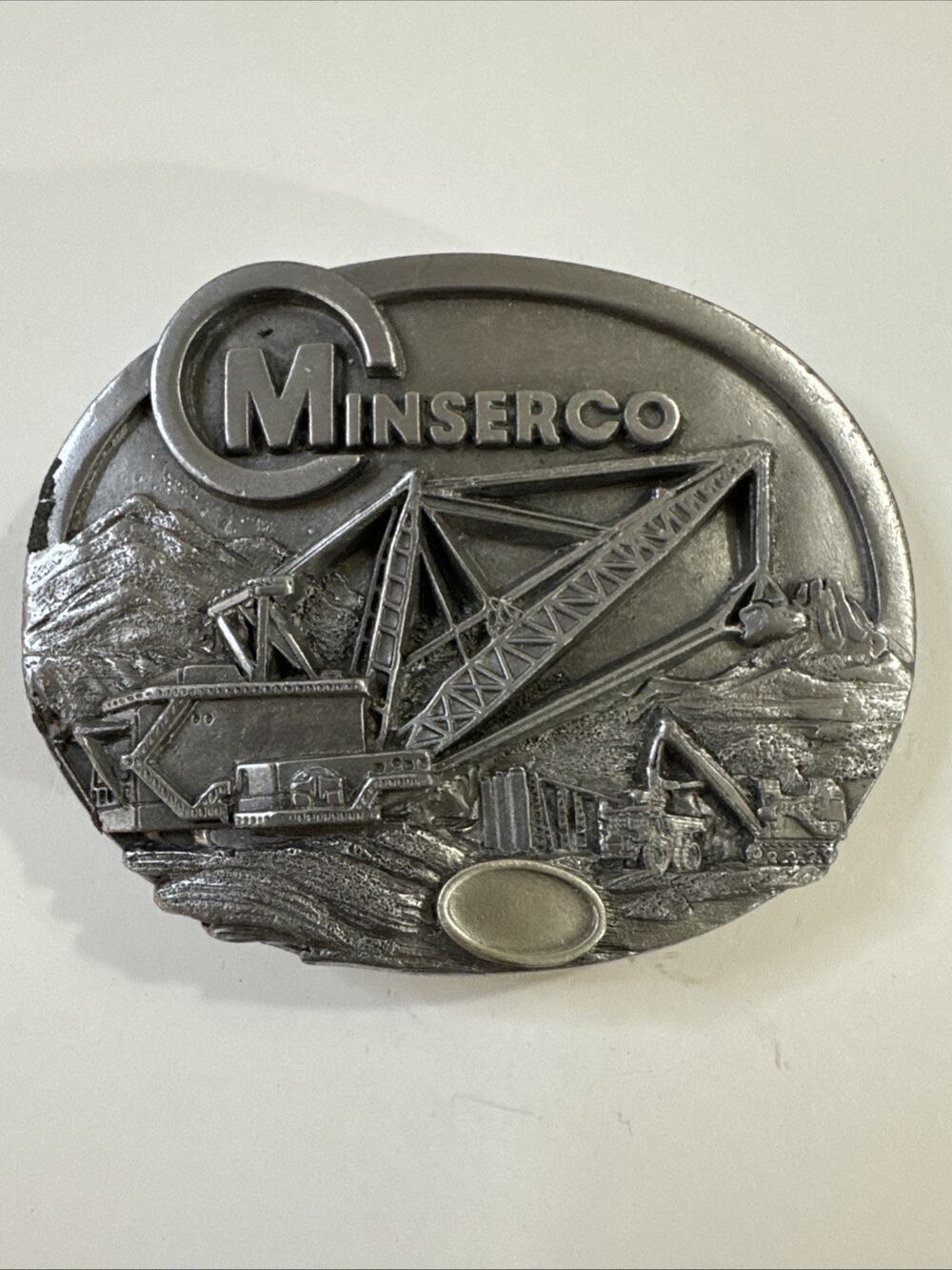 Vintage 1993 Siskiyou Mining Minserco Company Belt Buckle Pewter USA Made Award